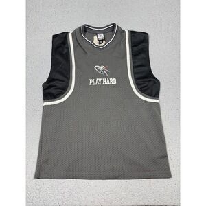 VTG AND1 Tank Top Mens Large Gray Sleeveless Play Hard 15 Basketball Jersey